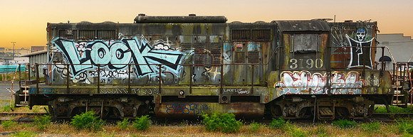 LOCK (Graffitied Locomotive, Eureka CA), 8x24