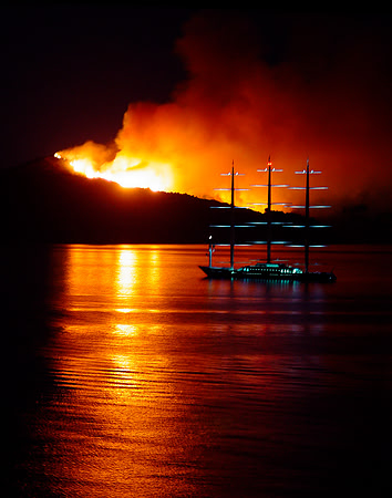 Angel Island Fire, with 'The Maltese Falcon (Vertical)
