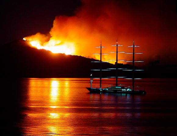 Angel Island Fire, with 'The Maltese Falcon' (Horizontal)