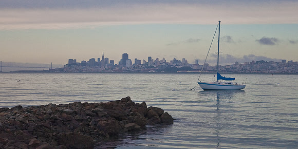 The City and Sailboat, From Spinnaker Point