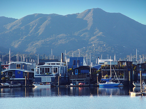 Houseboats and Mount Tamalpais