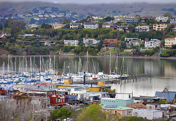 Sausalito Houseboats, with Tiburon In Background
